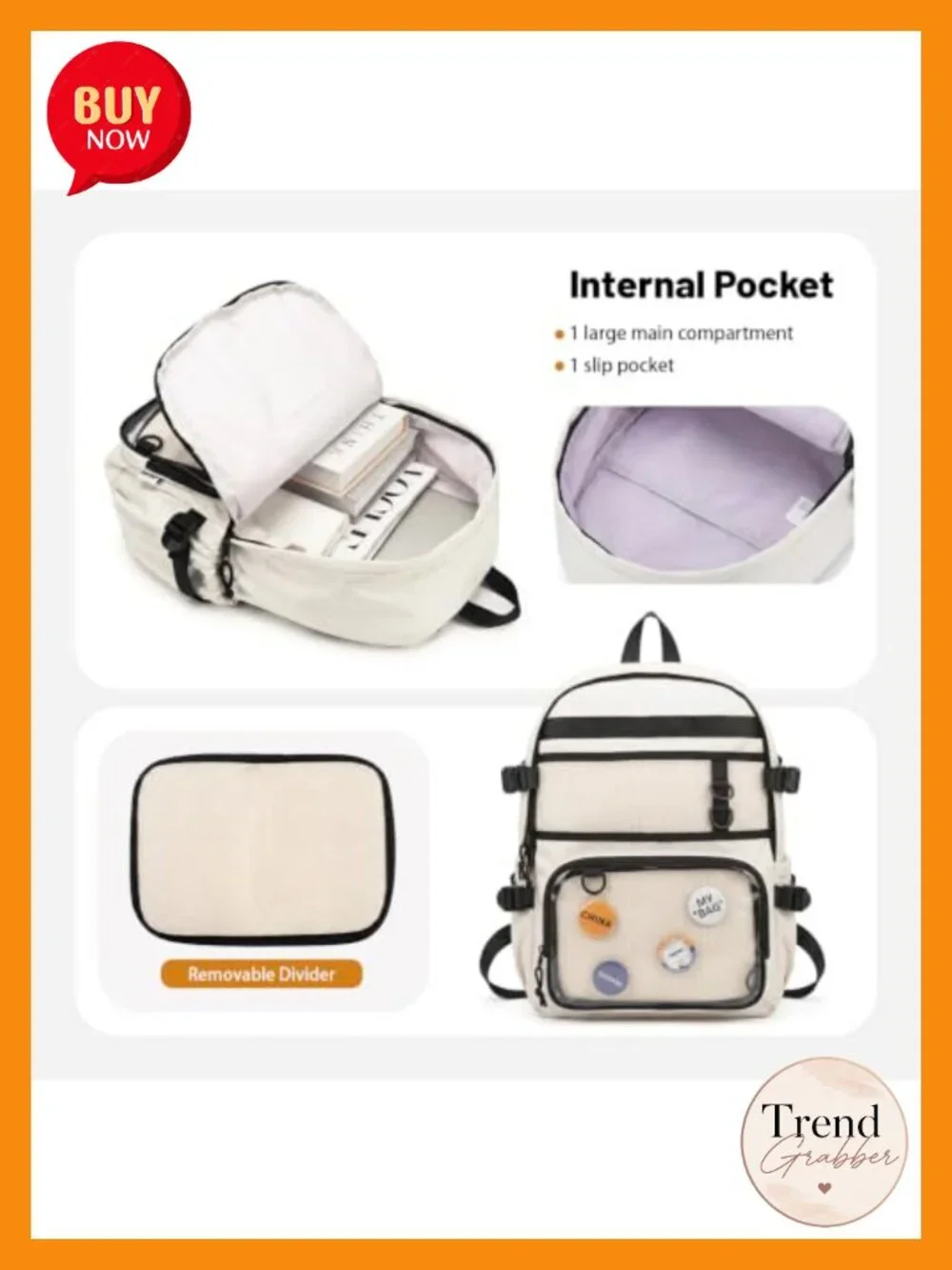 Convertible Ita Backpack Set with Detachable Crossbody Pouch Clear Display